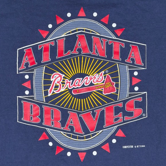 Vintage Atlanta Braves T Shirt Mens Large Navy Blue 1994 MLB Single Stitch Tee‎ - Picture 3 of 12